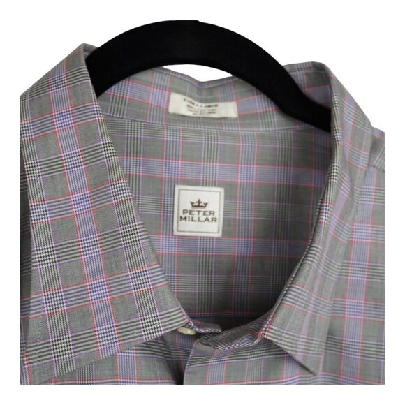 Peter Millar Cotton Micro‎ Check Long Sleeve Button Down Cotton Shirt Size XL - Picture 6 of 10